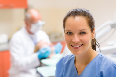 Dental assistant smiling woman friendly nurse clipart