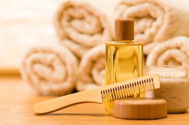 Spa vücut bakım ürünleri ahşap saç tarağı