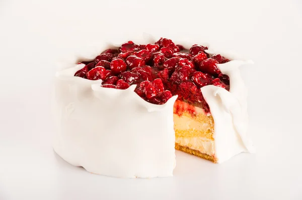 Tarta de frambuesa helado azúcar postre bayas rojas — Foto de Stock