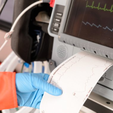 Cardiac monitor printing ekg results monitor pulse