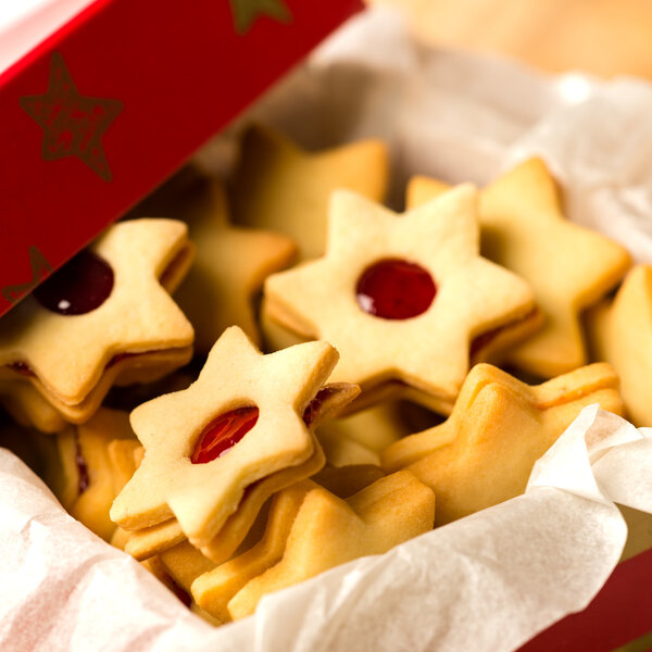 Christmas cookies star in red decoration box