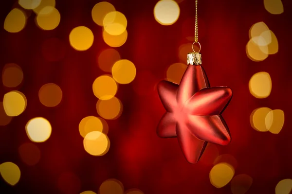 Hängende Weihnachtsschmuck Stern Lichter Hintergrund — Stockfoto
