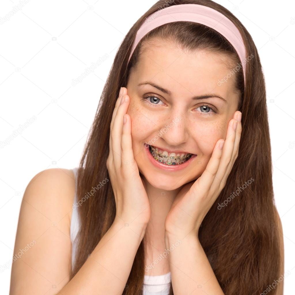 Happy girl with braces — Stock Photo © CandyBoxImages 45261175