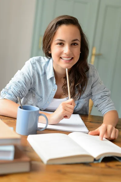 Teenage girl studying at home — Stock Photo, Image