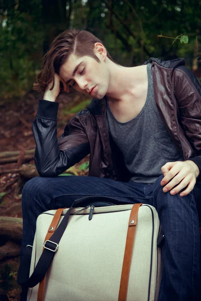 Young man on the road — Stock Photo, Image