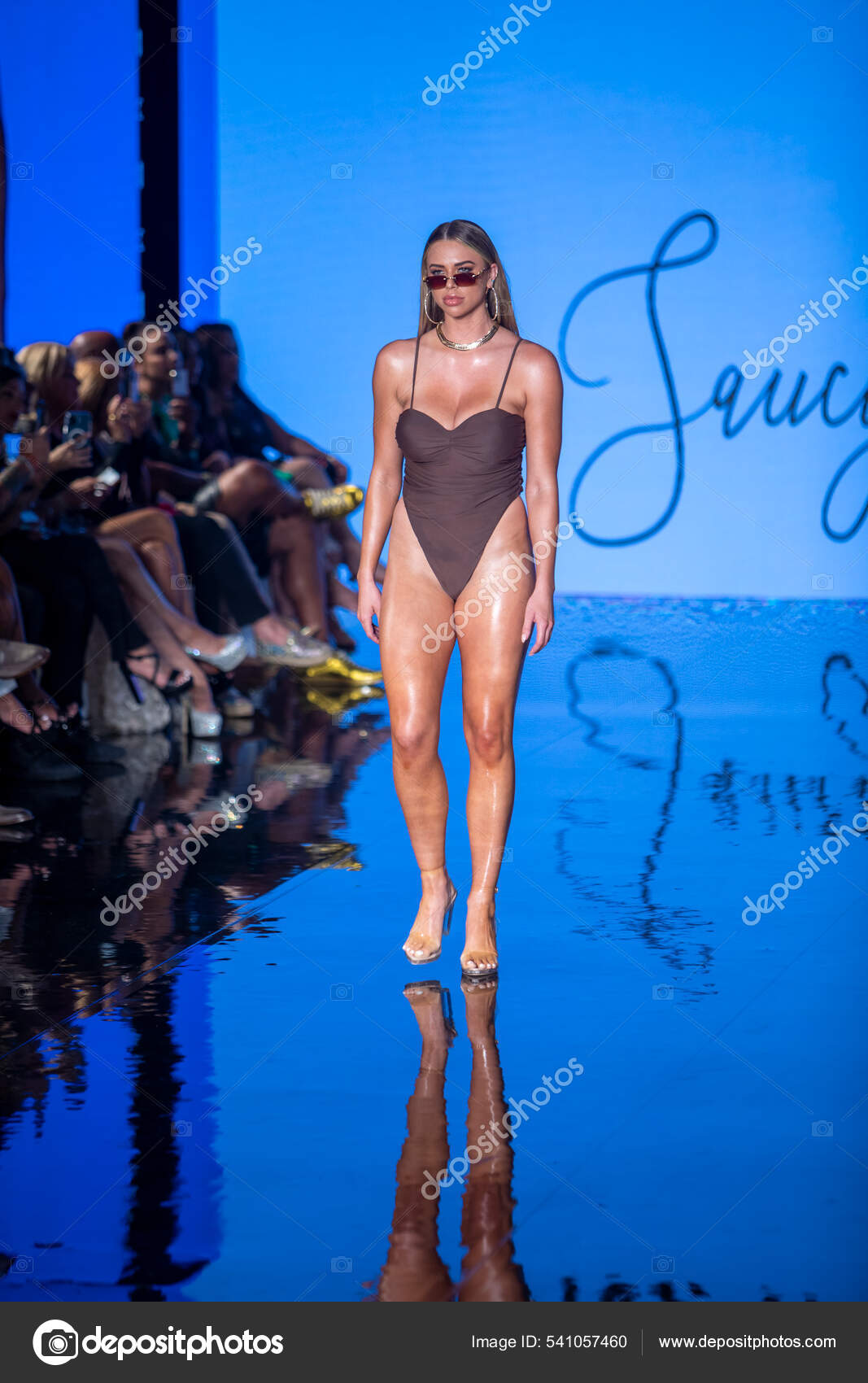Model Walks Runway Matte Collection Swimwear Fashion Show Art