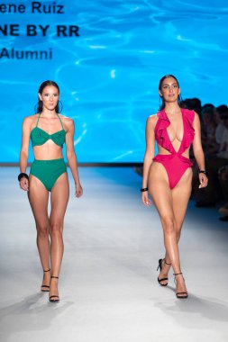 A model walks the runway for The Miami International University of Art and Design Fashion Show during Paraiso Swim Week 2022 at Miami Beach on July 21st, 2022