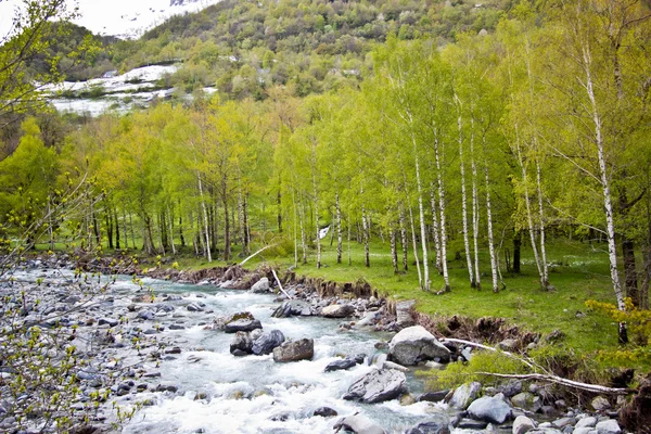 Berg rivier in het vroege voorjaar — Stockfoto