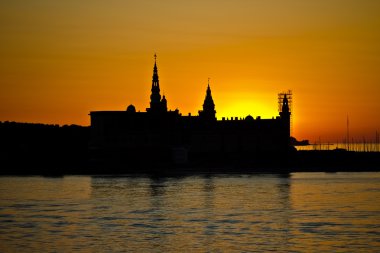 Kronborg Kalesi'ne günbatımı gök, Danimarka