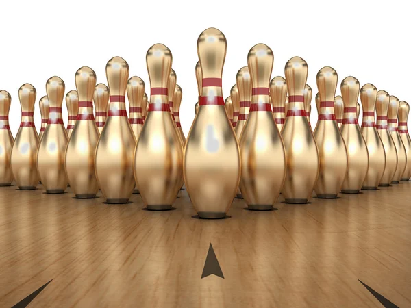 Golden Bowling Pins — Stock Photo, Image