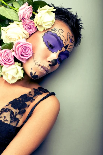 Woman in day of the dead mask portrait — Stock Photo, Image