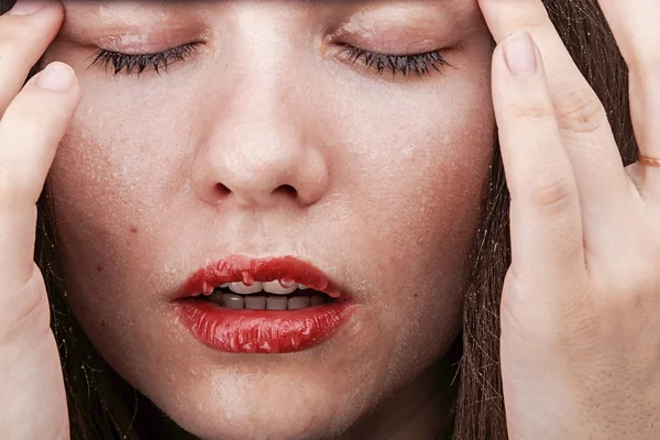 Cara de mulher molhada — Fotografia de Stock