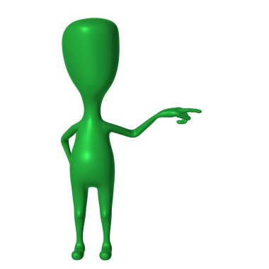 View green 3d puppet mimicking pointing finger clipart