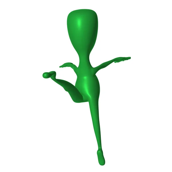 Pie de marioneta verde 3d en los dedos de las piernas — Foto de Stock