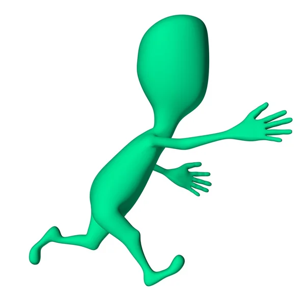 Green 3d puppet strange shape mimicking follow — Stock Photo, Image