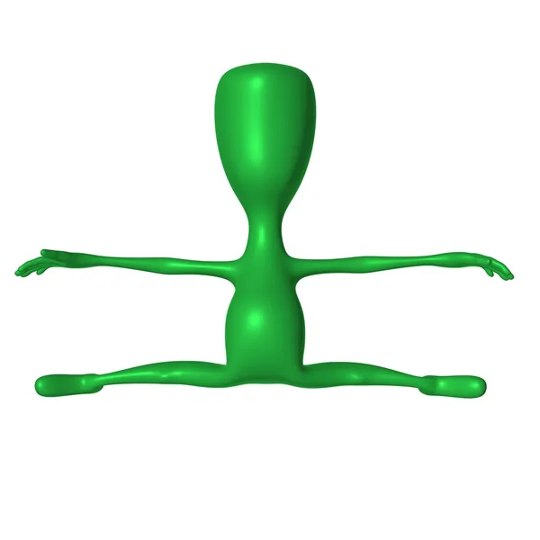 Widok z przodu na zielonego ludzika 3d sznurka — Zdjęcie stockowe