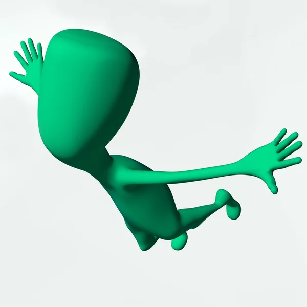 Green 3d puppet strange shape mimicking fly — Stock Photo, Image