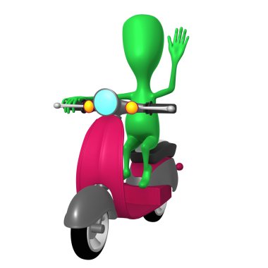 Yeşil köpek yavrusu tebrik pembe scooter dan göster