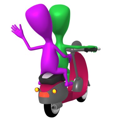 Her iki yavru pembe scooter tebrik göster