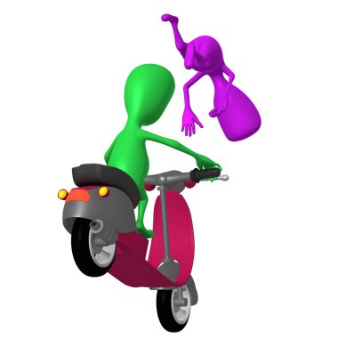 frenleme üzerinde scooter üzerinde köpek yavrusu sineği göster