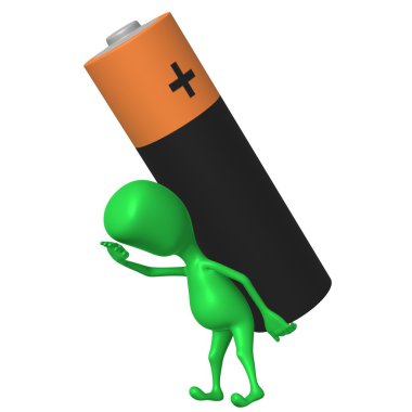 View puppy carry battery on his back clipart