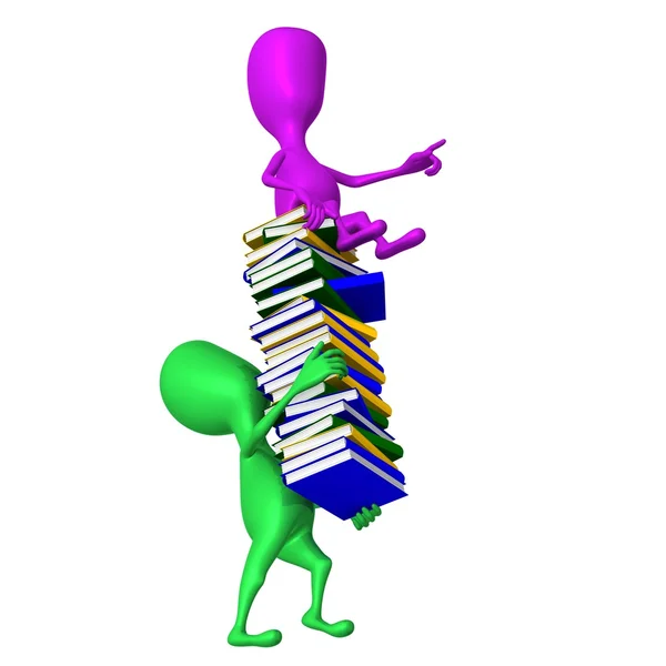 View puppy carry pink on book column — Stock Photo, Image