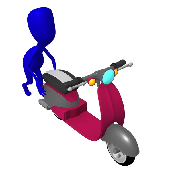 Visa blå valp avvisa scooter bakifrån — Stockfoto