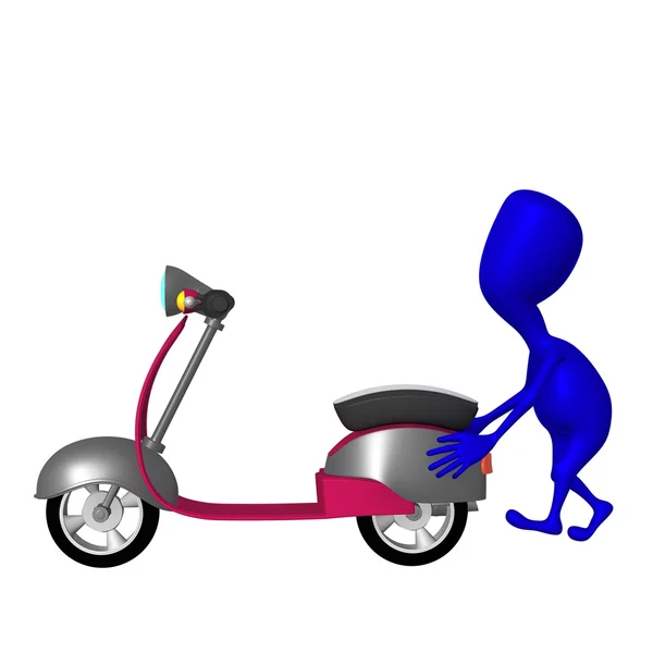Ver cachorro azul rejeitar scooter por trás — Fotografia de Stock
