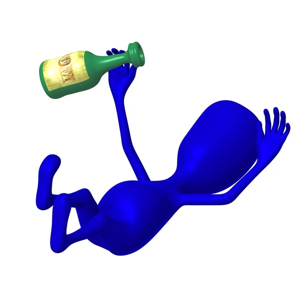 View blue puppy is drunk from rum — Stock Photo, Image