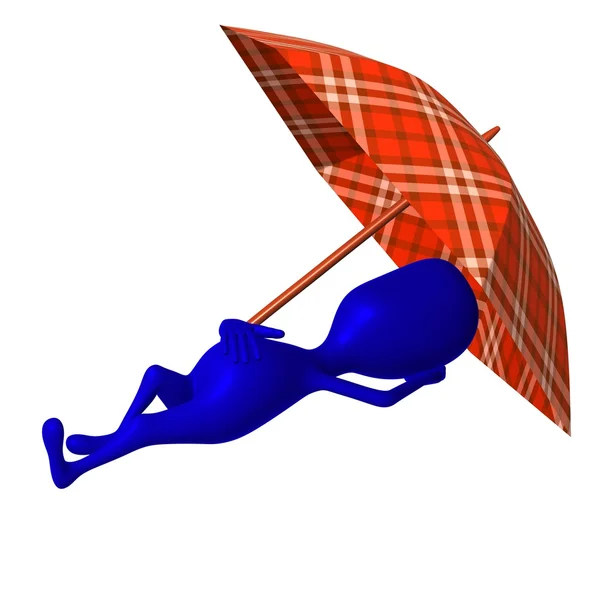 Ver fantoche dormir sob guarda-chuva muito bem — Fotografia de Stock