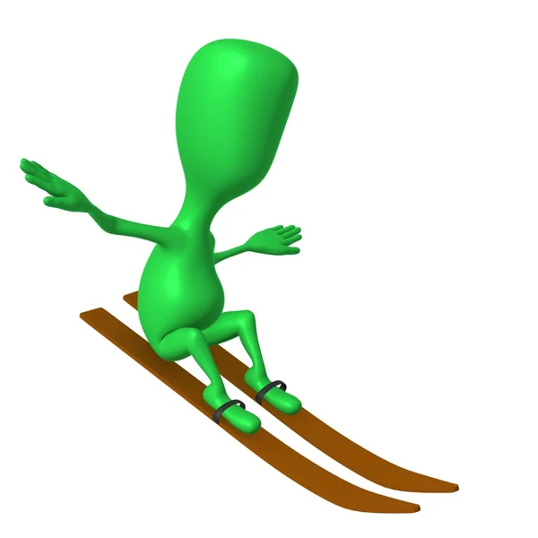 Groene marionet glide bekijken zonder hand stokken — Stockfoto