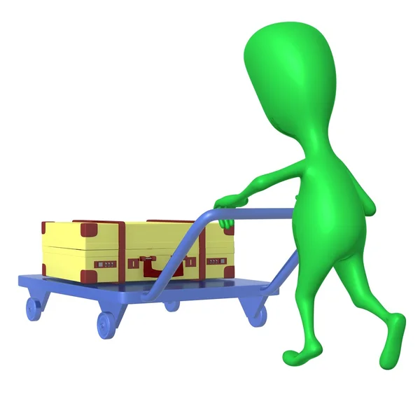 Visa grön marionett push trolley med fall — Stockfoto