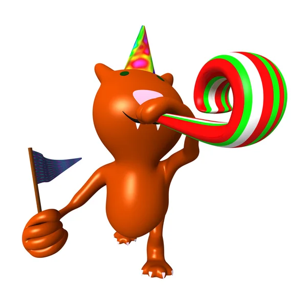 Nézd faragott macska a barátja születésnapi partiján — Stock Fotó