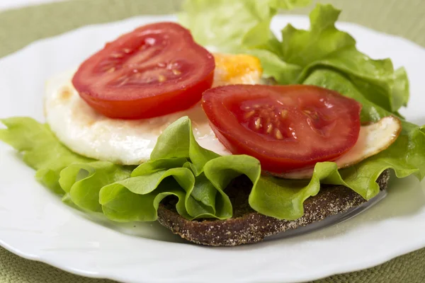 Sandwich con verduras y huevo bajo tomate — Foto de Stock