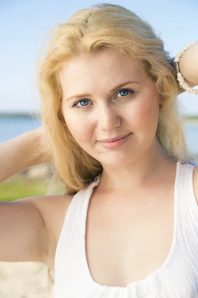 Nice looking woman in dress with hairs — Stock Photo, Image