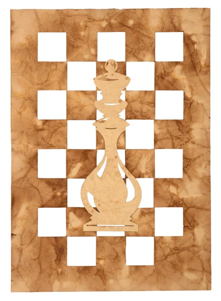 Chess piece cut from an old paper — Stock Photo, Image