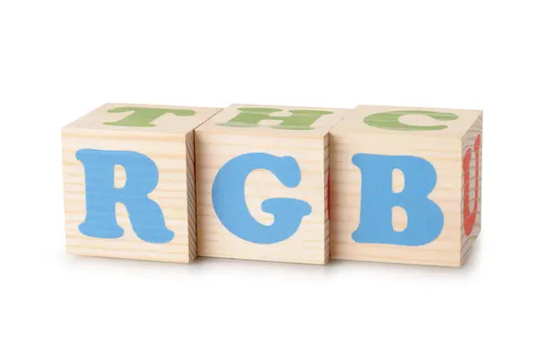Palabra RGB de cubos de madera — Foto de Stock