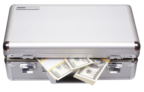 The metal case with dollars and euros — Stock Photo, Image