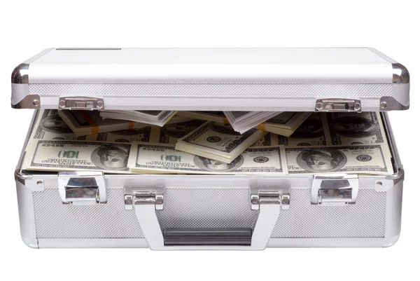 The metal case with dollars and euros Stock Image