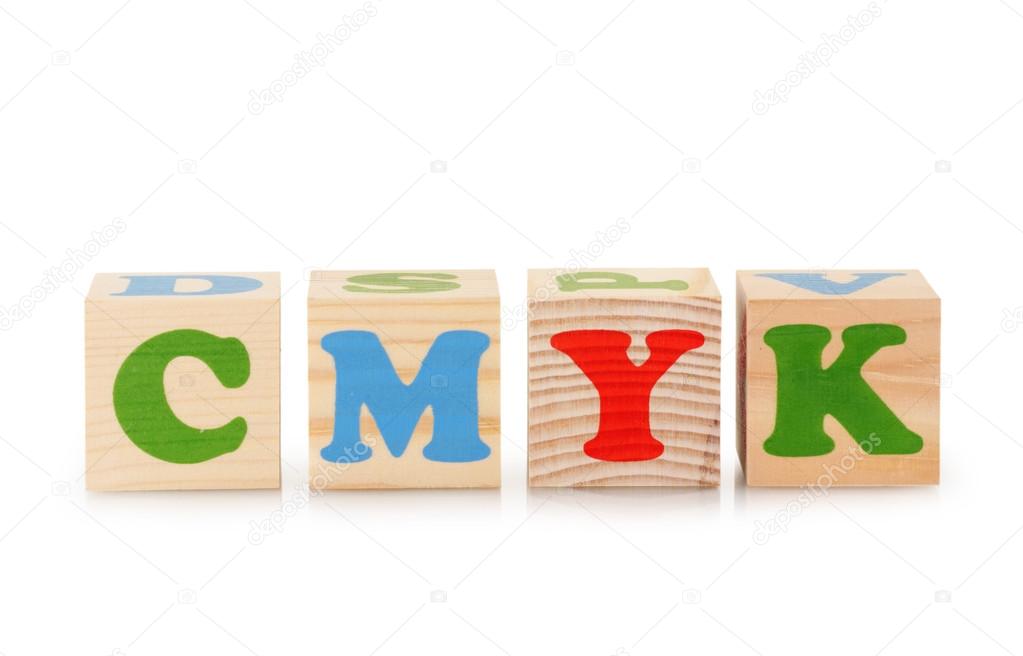 CMYK word from wooden cubes