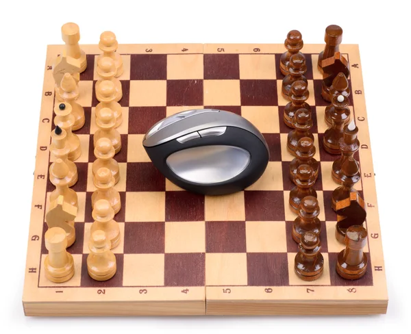 チェスやコンピューターのマウス — ストック写真