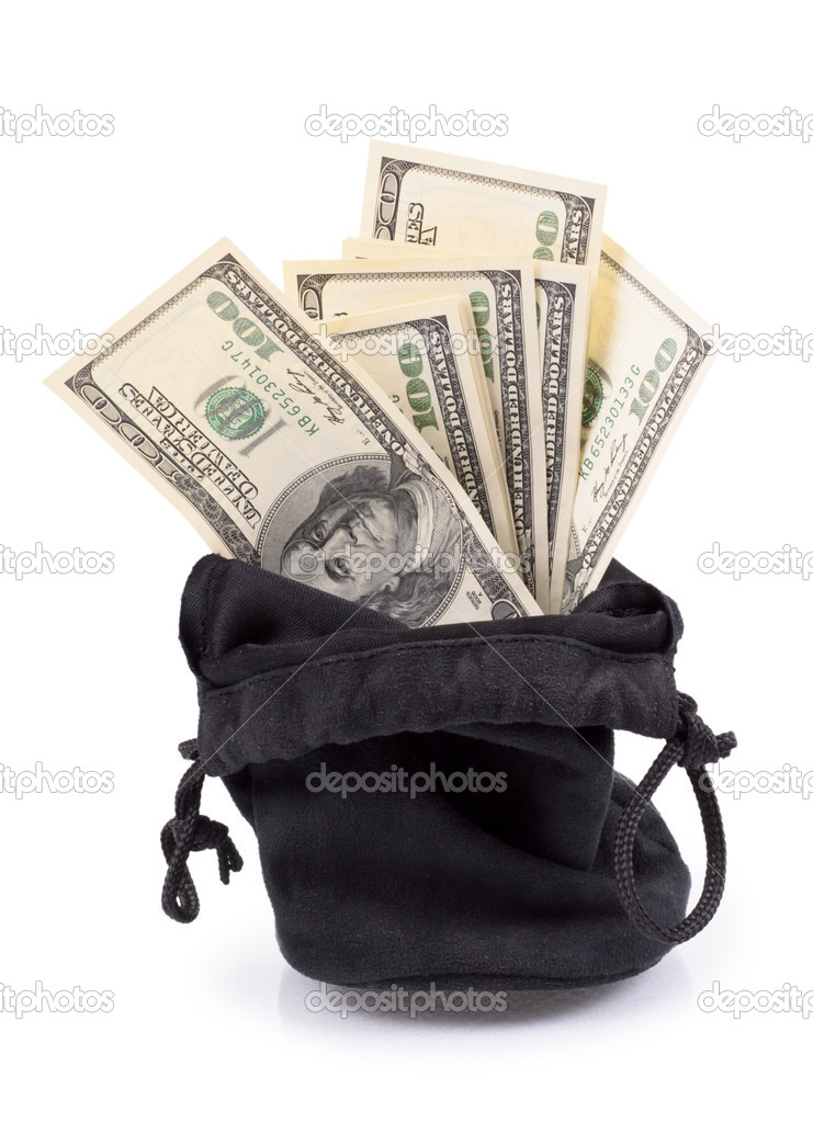 hundred-dollar bills in a bag