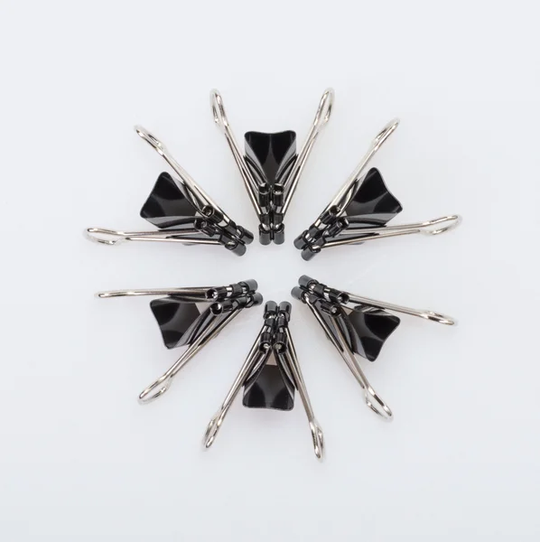 Black clerical clips for paper — Stock Photo, Image