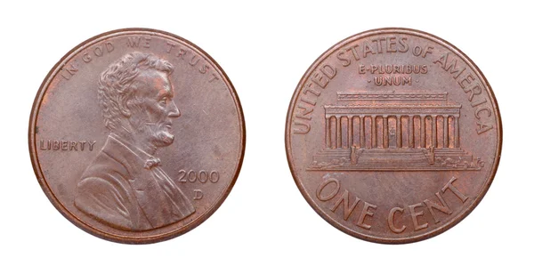 American coin at one cents — Stock Photo, Image