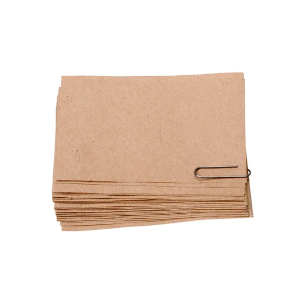 Folhas de papel antigas para carta com clipe — Fotografia de Stock