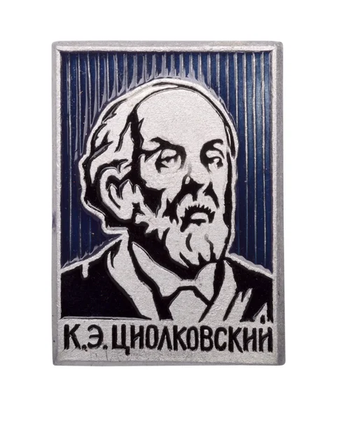 Soviet badge with Tsiolkovsky — Stock Photo, Image