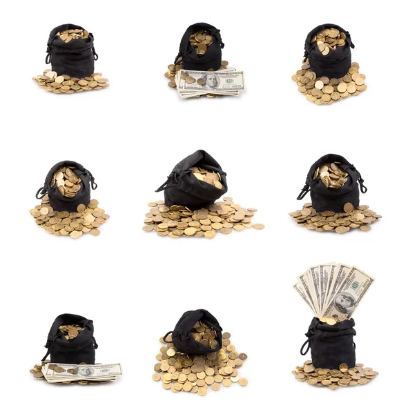 Bag of gold coins — Stock Photo, Image