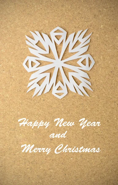 Christmas postcard with true paper snowflake — Stock Photo, Image