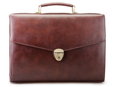 Brown leather briefcase isolated clipart