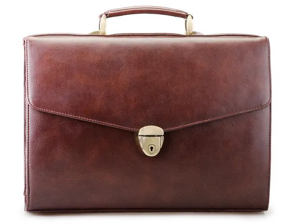 Brown leather briefcase isolated — Stock Photo, Image